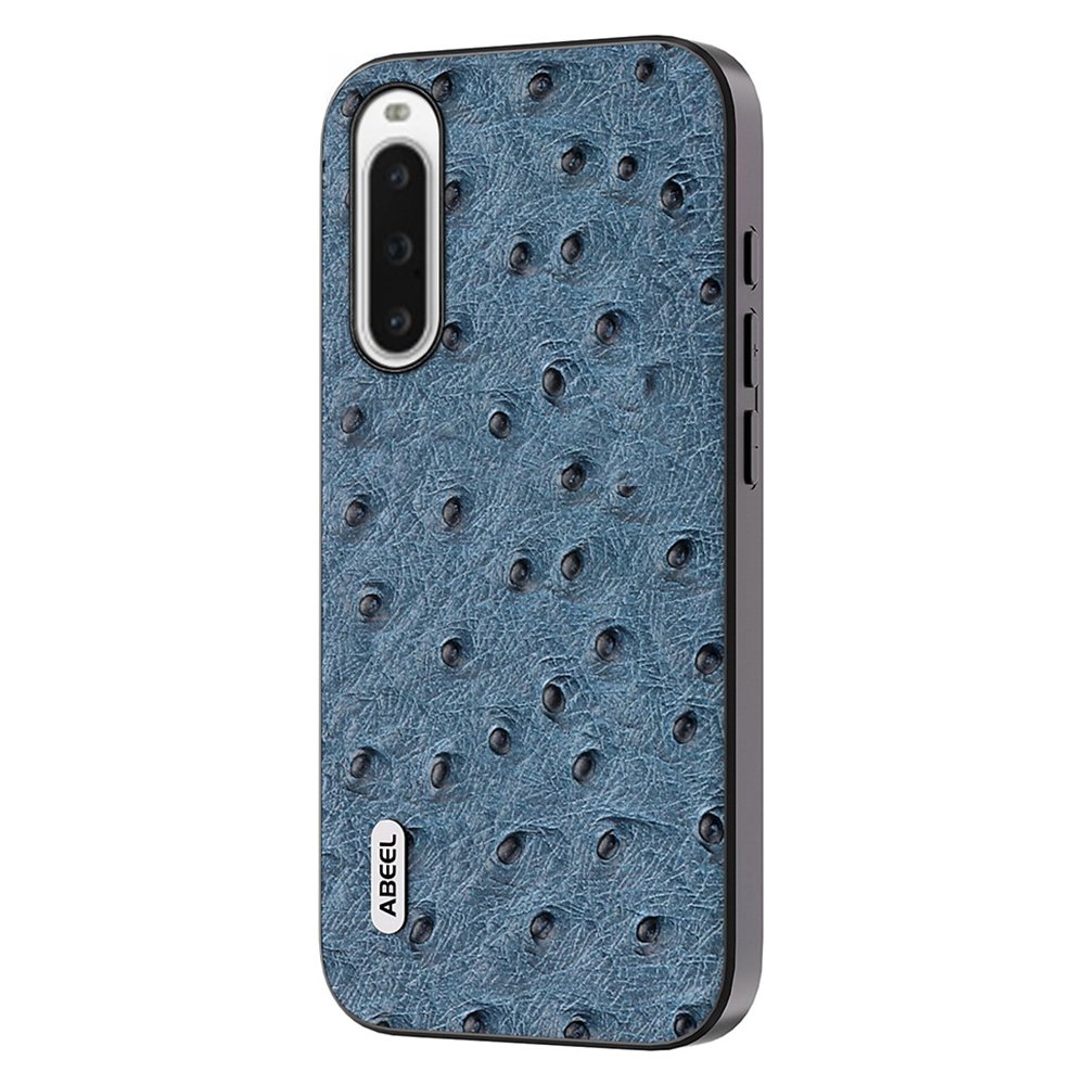 

ABEEL Ostricer Texture Phone Hülle Für Sony Xperia 10 V Echtes Kuhleder+pc+tpu Anti-fall-deckung - Blau, Sony Xperia 10 V