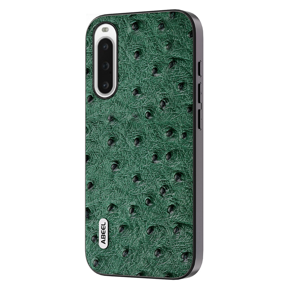 

ABEEL Ostricer Texture Phone Hülle Für Sony Xperia 10 V Echtes Kuhleder+pc+tpu Anti-fall-deckung - Grün, Sony Xperia 10 V