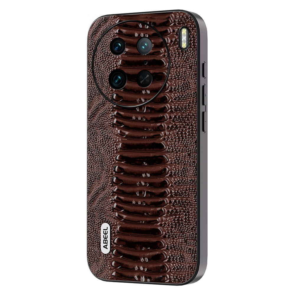 

ABEEL Eurne Kow Lederbeschichtete Abdeckung Für Vivo X90 5G Krokodil Textur PC+TPU -telefonhülle - Kaffee, vivo X90 5G