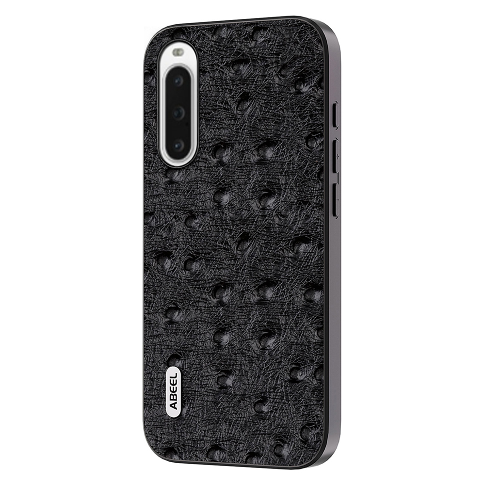 

Abeel Für Sony Xperia 10 IV 5G Strauß Textur Slim Hülle Echte Kuhleder+pc+tpu Hybrid Telefonabdeckung - Schwarz, Sony Xperia 10 IV 5G