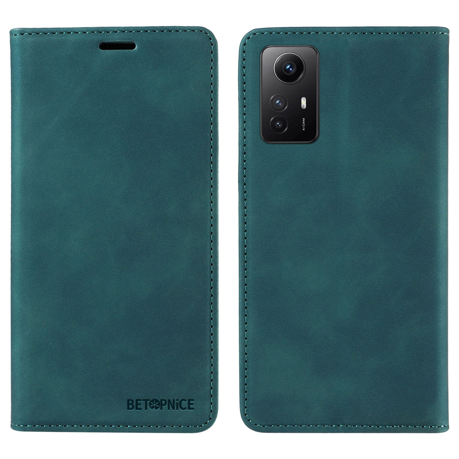 

Betopnice 003 Standabdeckung Für Xiaomi Redmi Note 12s 4G RFID Blockierende Telefon Brieftaschen -lederhülle - Grün, Xiaomi Redmi Note 12S 4G