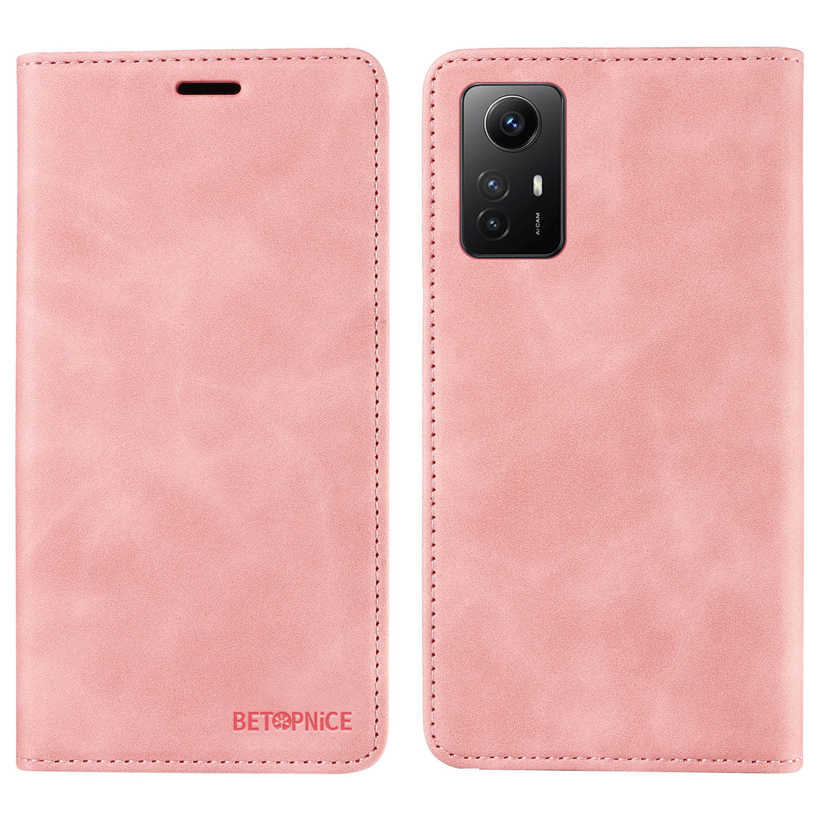 

Betopnice 003 Standabdeckung Für Xiaomi Redmi Note 12s 4G RFID Blockierende Telefon Brieftaschen -lederhülle - Rosa, Xiaomi Redmi Note 12S 4G
