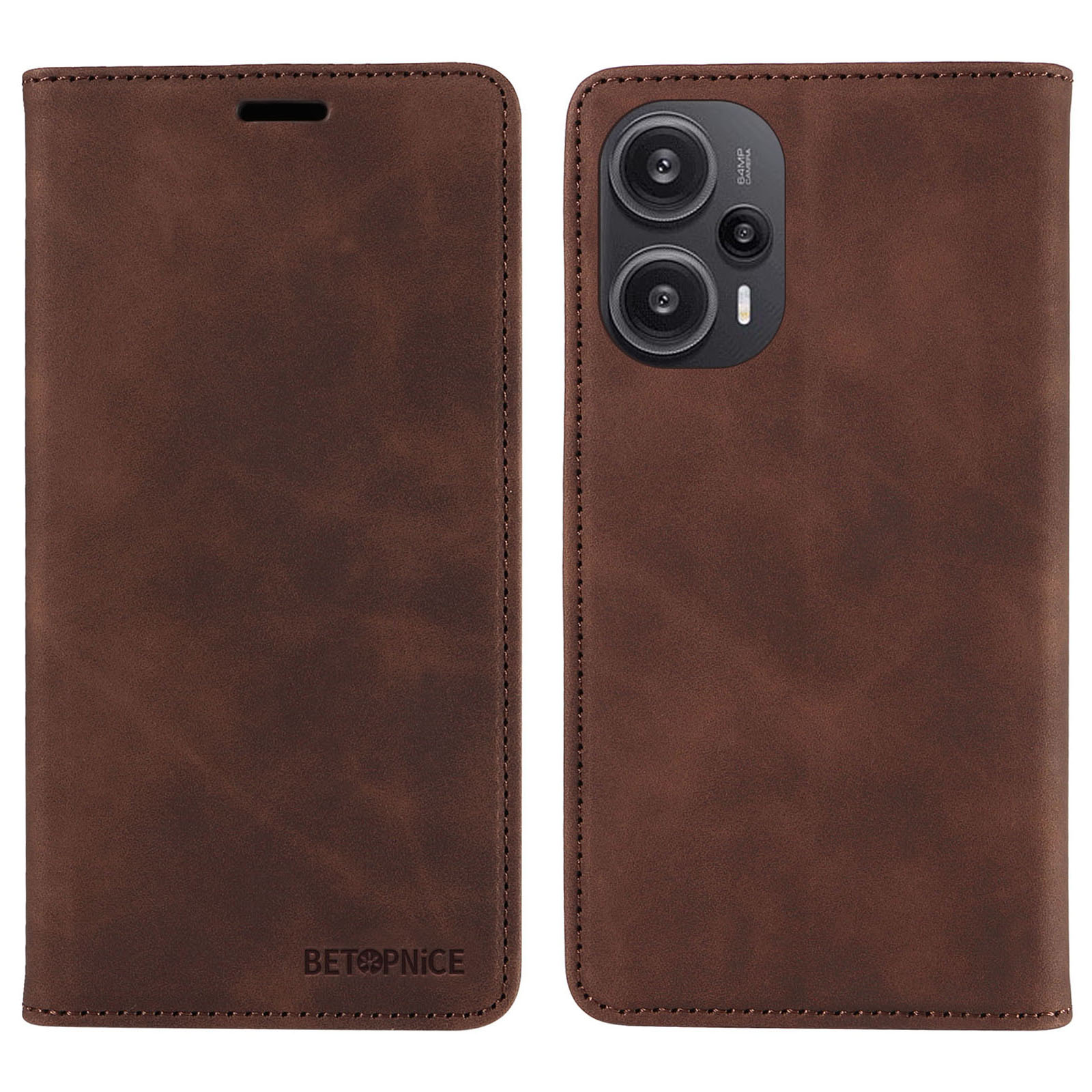 

Betopnice 003 RFID -blockierschale Für Xiaomi Redmi Note 12 Turbo / Poco F5 5G Telefon Brieftasche Hülle Lederständer Abdeckung - Braun, Xiaomi Redmi Note 12 Turbo