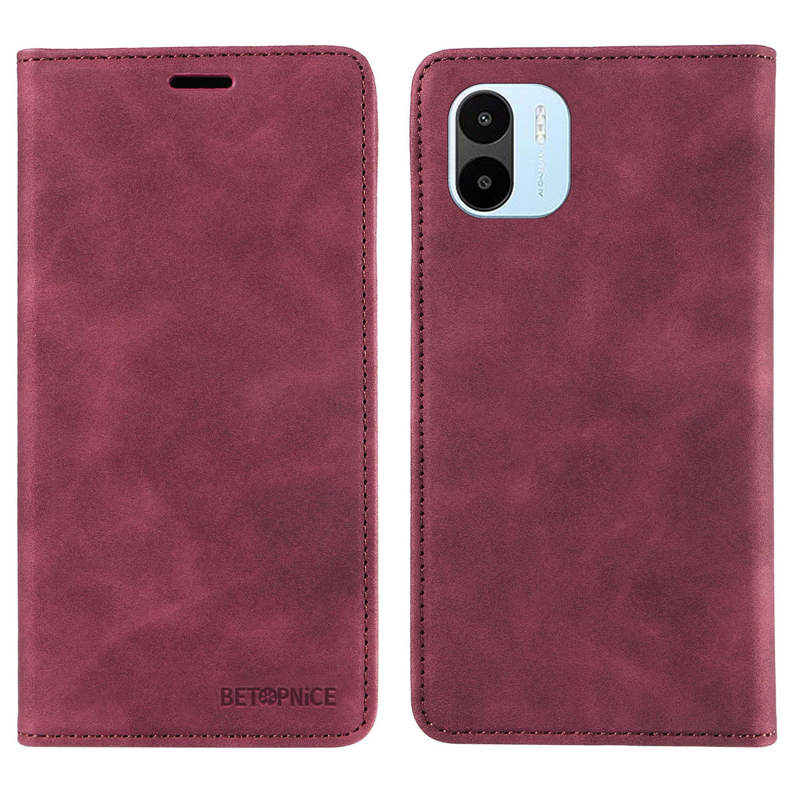 

Betopnice 003 Für Xiaomi Redmi A1 4G / A2 4G Wallet Case RFID Blockierende Telefon Lederständer Cover - Rot, Xiaomi Redmi A1 4G