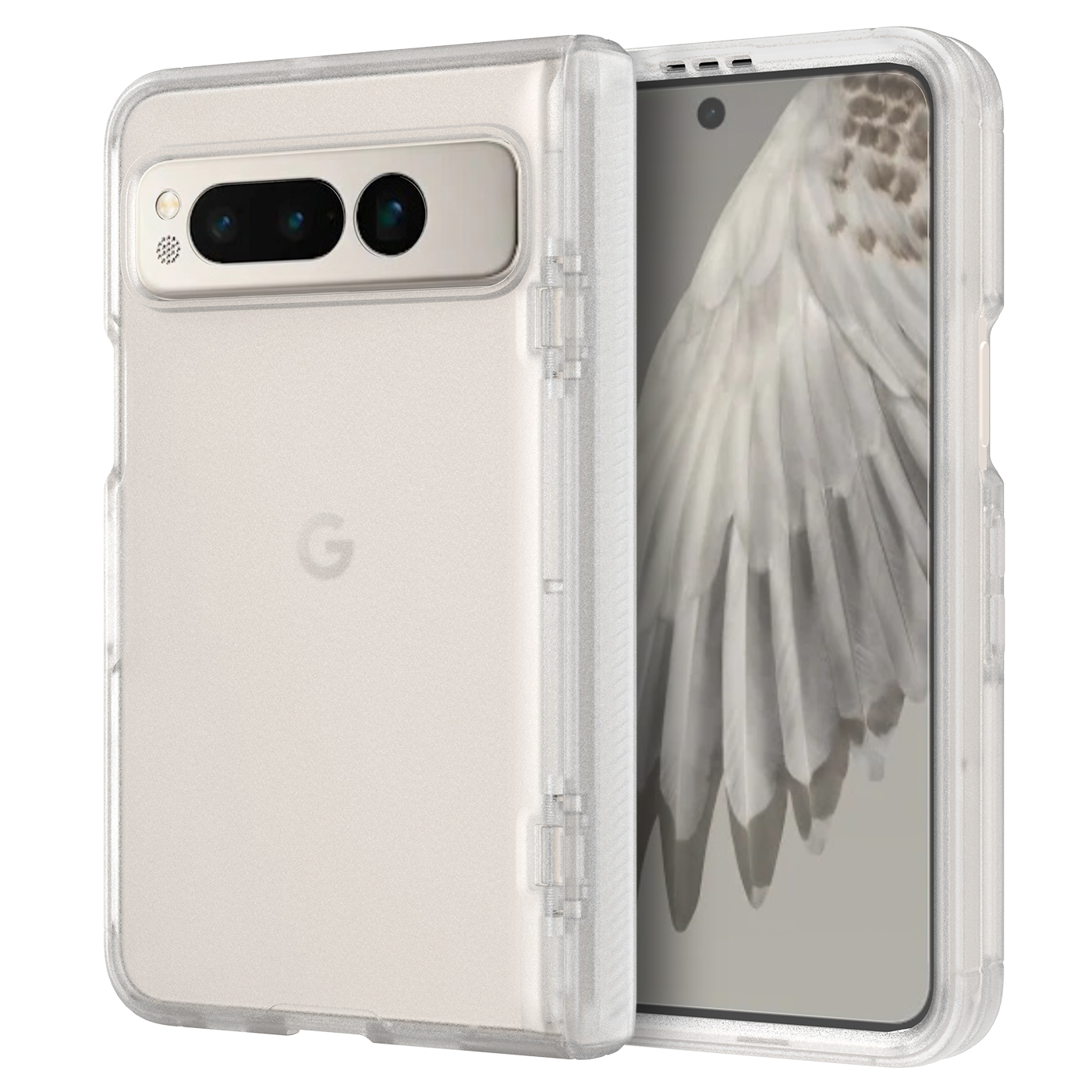 

Für Google Pixel Fold Scharnierschutz Telefonhülle TPU + PC + Acrylic Leiger Rack -abdeckung - Transparent, Google Pixel Fold