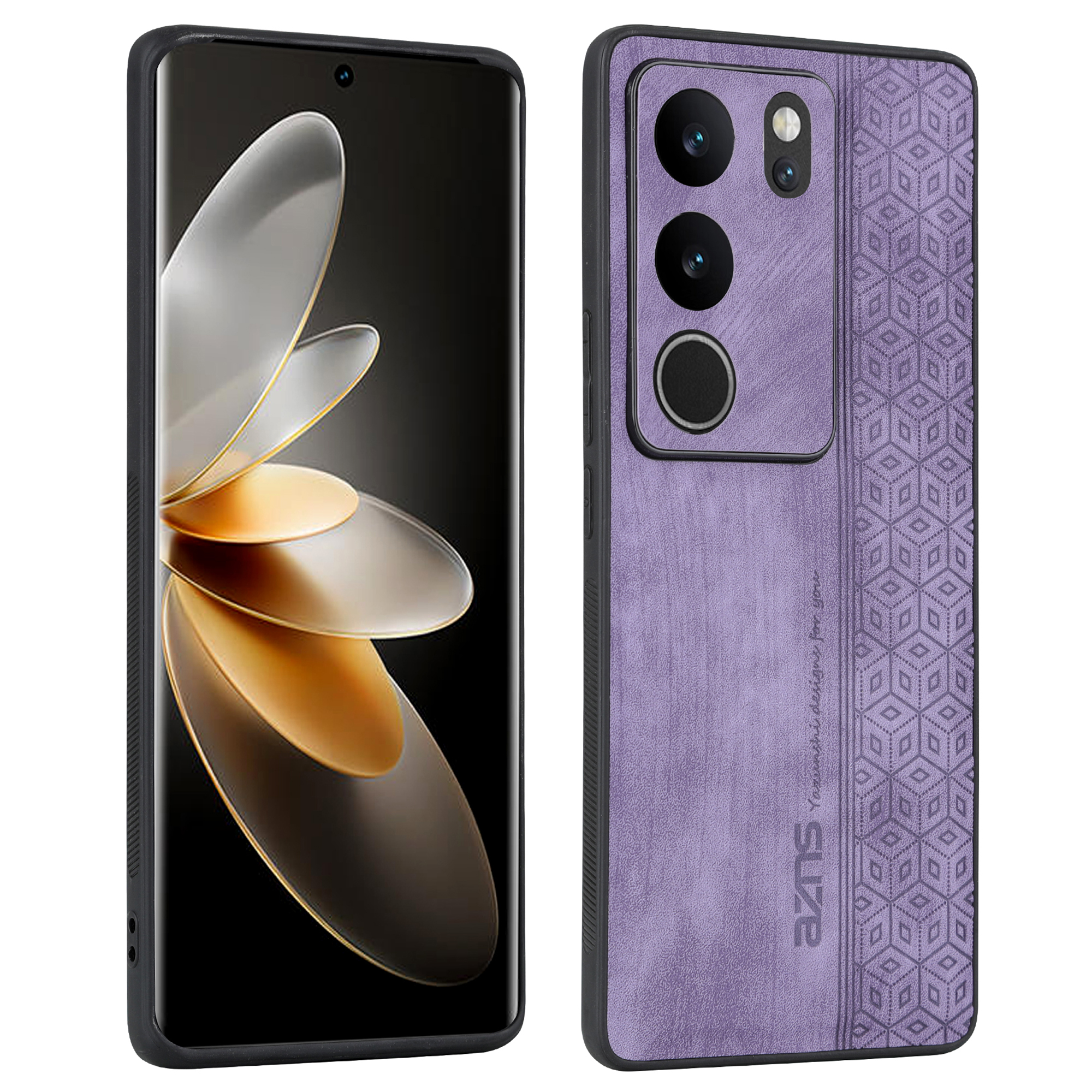 

Azns Für Vivo S17 Pro 5G / S17 5G Mobilfunkkoffer Anti-kratzer-geprägter Pu-leder+tpu-telefonabdeckung - Lila, vivo S17 Pro 5G