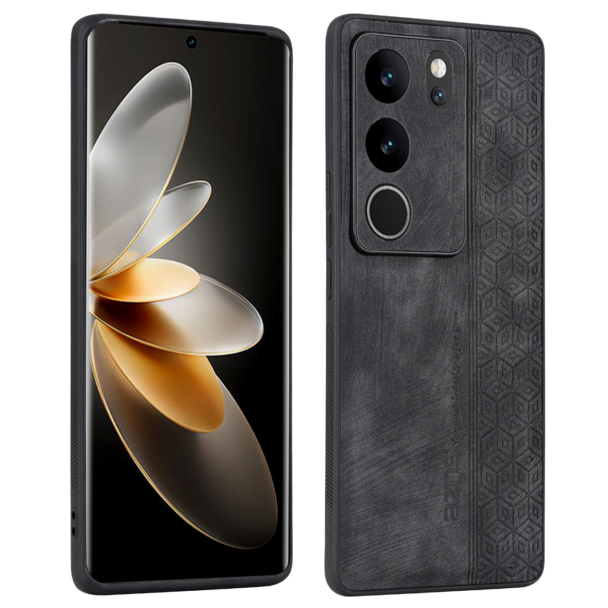 

Azns Für Vivo S17 Pro 5G / S17 5G Mobilfunkkoffer Anti-kratzer-geprägter Pu-leder+tpu-telefonabdeckung - Schwarz, vivo S17 Pro 5G