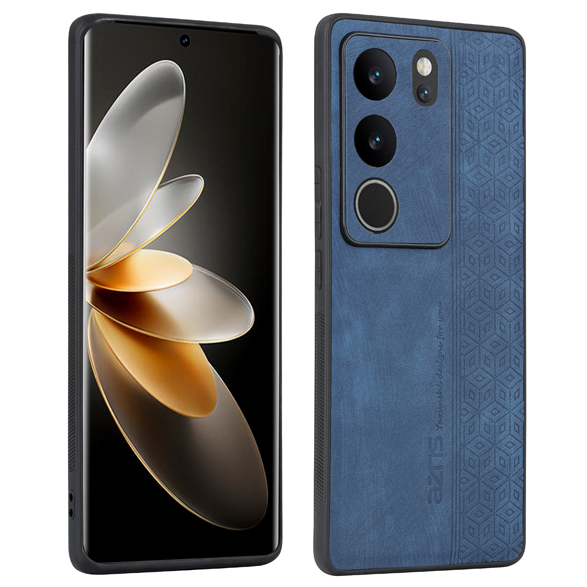 

Azns Für Vivo S17 Pro 5G / S17 5G Mobilfunkkoffer Anti-kratzer-geprägter Pu-leder+tpu-telefonabdeckung - Blau, vivo S17 Pro 5G