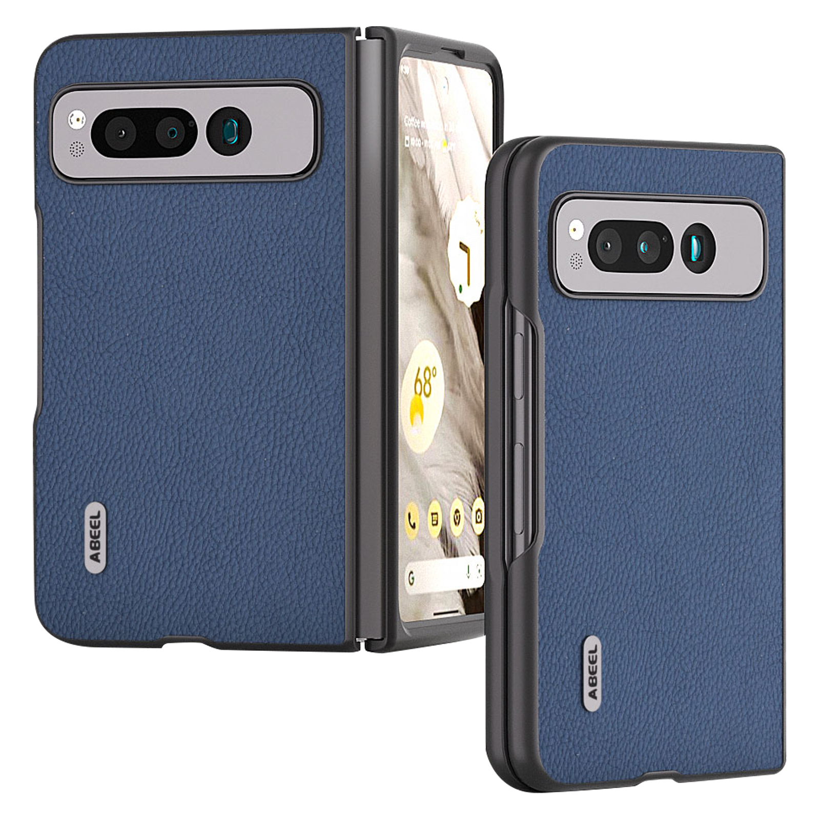 

Abeel Für Google Pixel Fold Cowdled Leder + Hartes PC -abdeckung Litchi Textur Faltungsschützer Telefonhülle - Blau, Google Pixel Fold