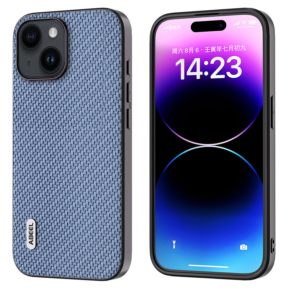 

Abeel Für Iphone 15 Plus Kohlefaser-textur-telefonabdeckung Pu-leder-pc+tpu Anti-drop-hülle - Baby Blau, iPhone 15 Plus