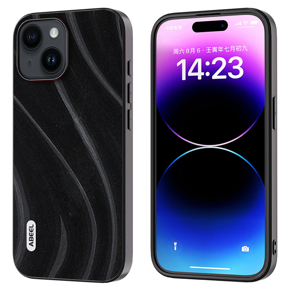 

ABEEL Milky Way-serie Für Iphone 15 Plus Pu-lederschicht-telefonabdeckung Anti-kratzer-pc+tpu-hülle - Schwarz, iPhone 15 Plus