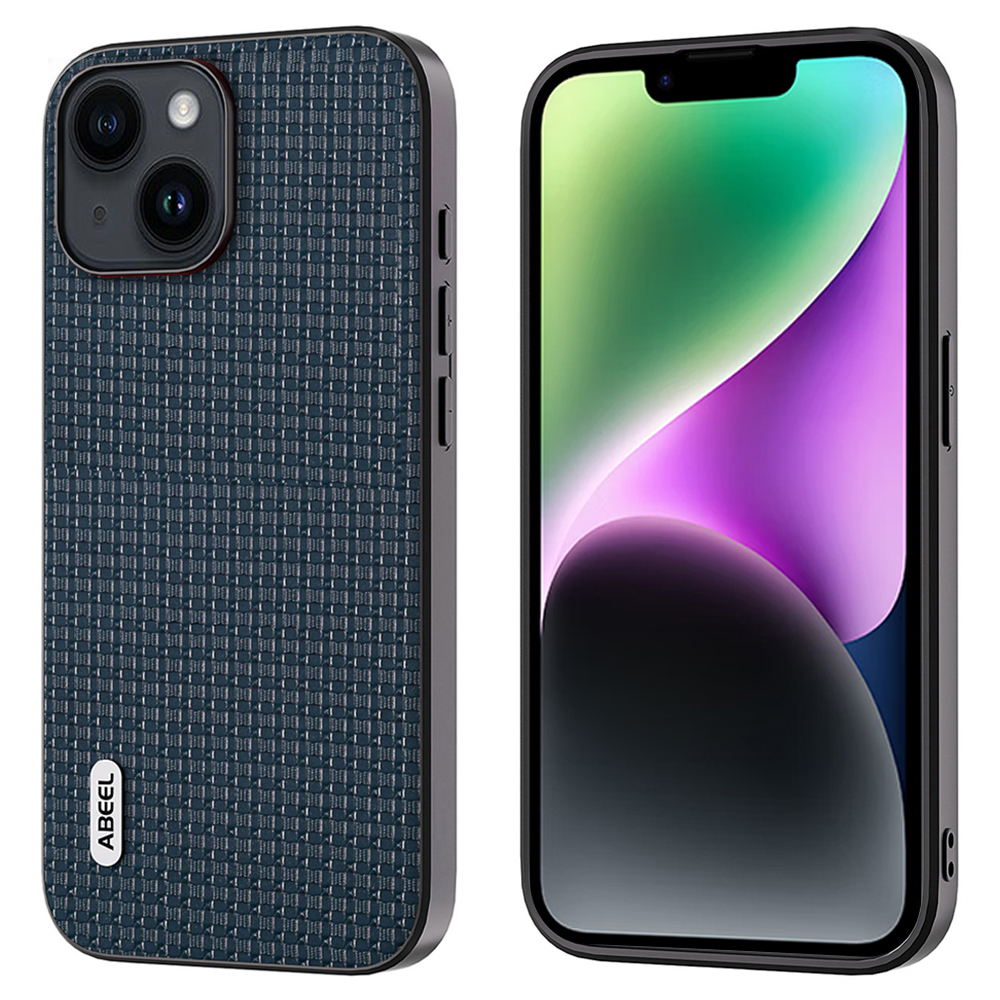 

Abeel Für Iphone 14 Schocksicheres Telefon Cover Luxus Strukturiertes Kokushahnleder -pc+tpu Hülle - Blau, iPhone 14