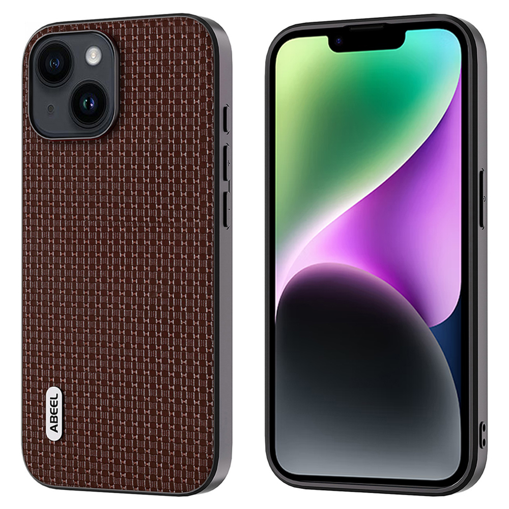 

Abeel Für Iphone 14 Schocksicheres Telefon Cover Luxus Strukturiertes Kokushahnleder -pc+tpu Hülle - Kaffee, iPhone 14