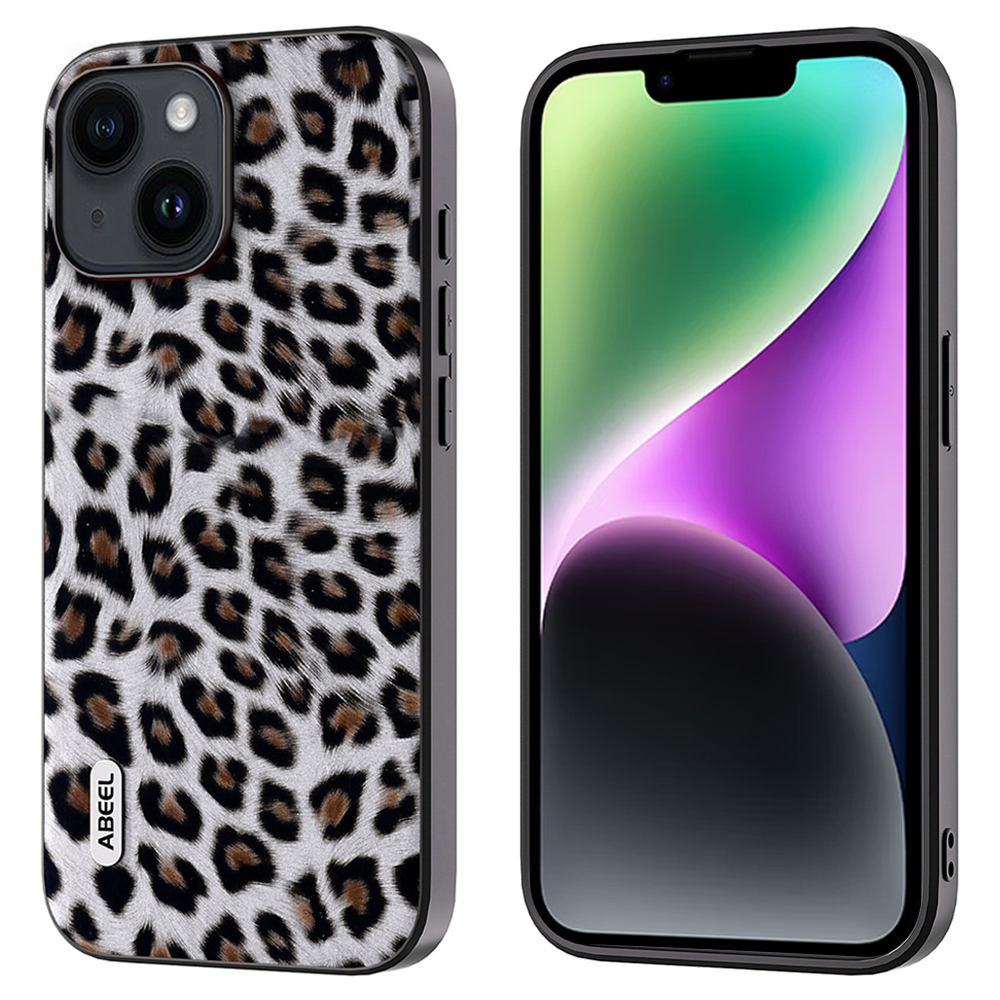 

Abeel Für Iphone 14 Plus Telefonschutz PU Leder Beschichtetes TPU + PC Shell Leopard Textur Hülle - Silber, iPhone 14 Plus
