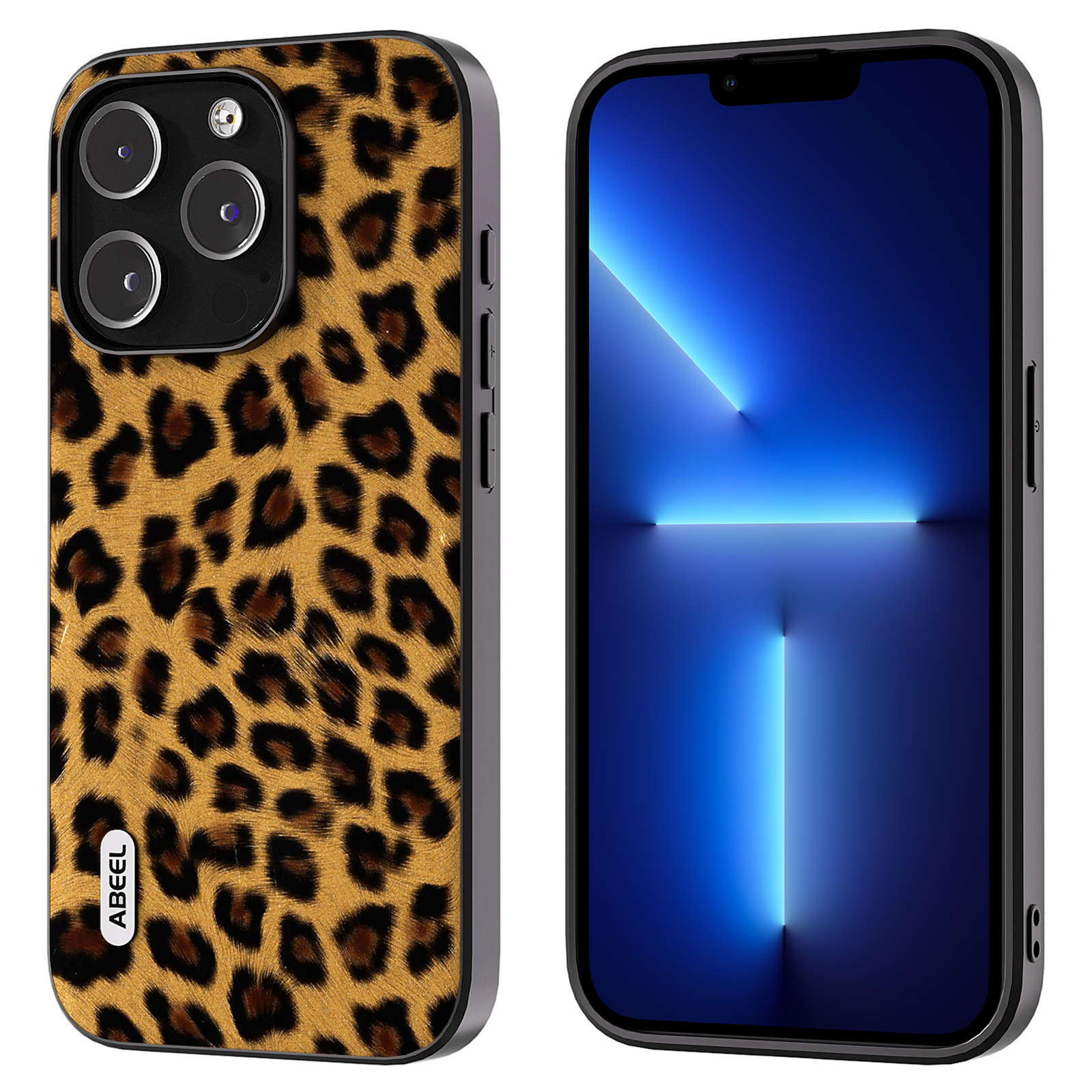 

Abeel Für Iphone 13 Pro Max Rückenabdeckung PU Leder Beschichtetes TPU + PC Leopard Texture Telefon Hülle - Gold, iPhone 13 Pro Max