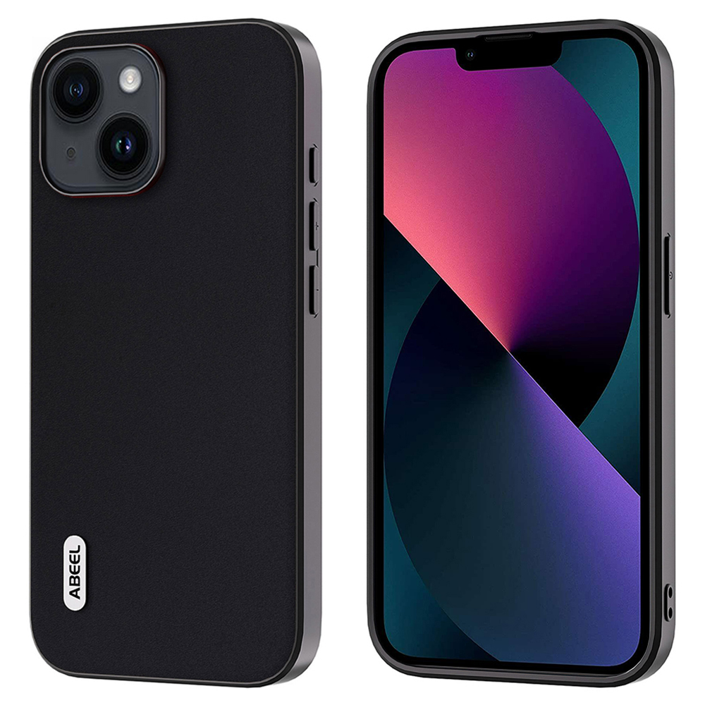 

Abeel Für Iphone 13 Mobiltelefonhülle Mitgly Feeling Cowhide Leder Beschichtete PC+TPU -abdeckung - Schwarz, iPhone 13