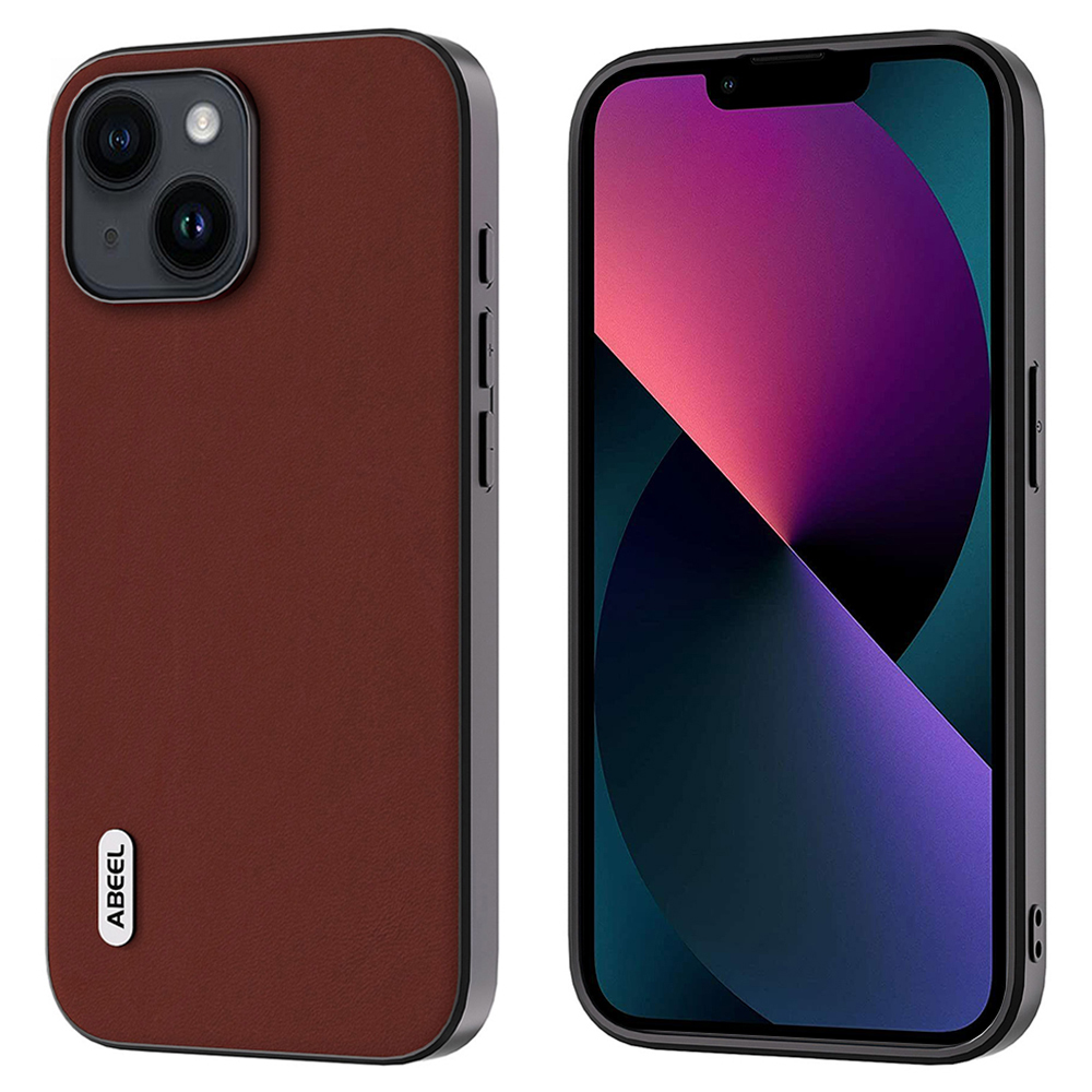 

Abeel Für Iphone 13 Mobiltelefonhülle Mitgly Feeling Cowhide Leder Beschichtete PC+TPU -abdeckung - Kaffee, iPhone 13