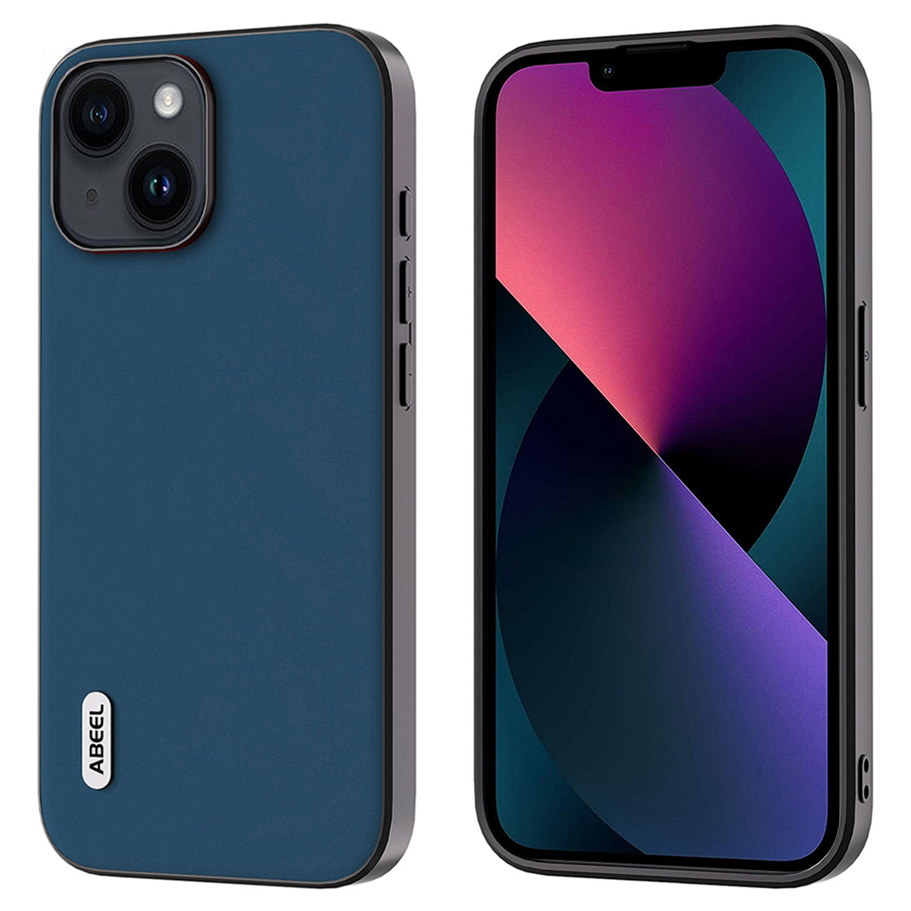 

Abeel Für Iphone 13 Mobiltelefonhülle Mitgly Feeling Cowhide Leder Beschichtete PC+TPU -abdeckung - Blau, iPhone 13