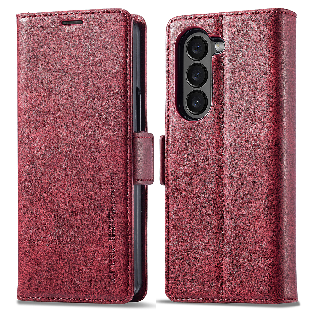 

Lc. Imeeke Für Samsung Galaxy Z Fold5 5G RFID Blockierende Telefonhülle Wallet PU Lederständer Abdeckung - Rot, Galaxy Z Fold5 5G