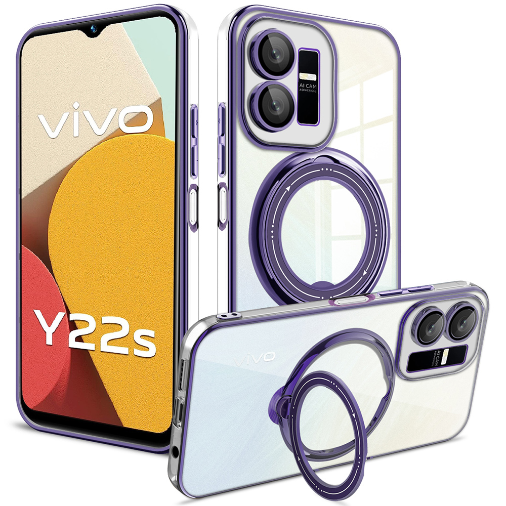 

Für Vivo Y22s 4g / Y35 4G (2022) Ringkickstand -telefonhülle Drop Proof PC+TPU -abdeckung Kompatibel Mit Magsafe - Lila, vivo Y22s 4G