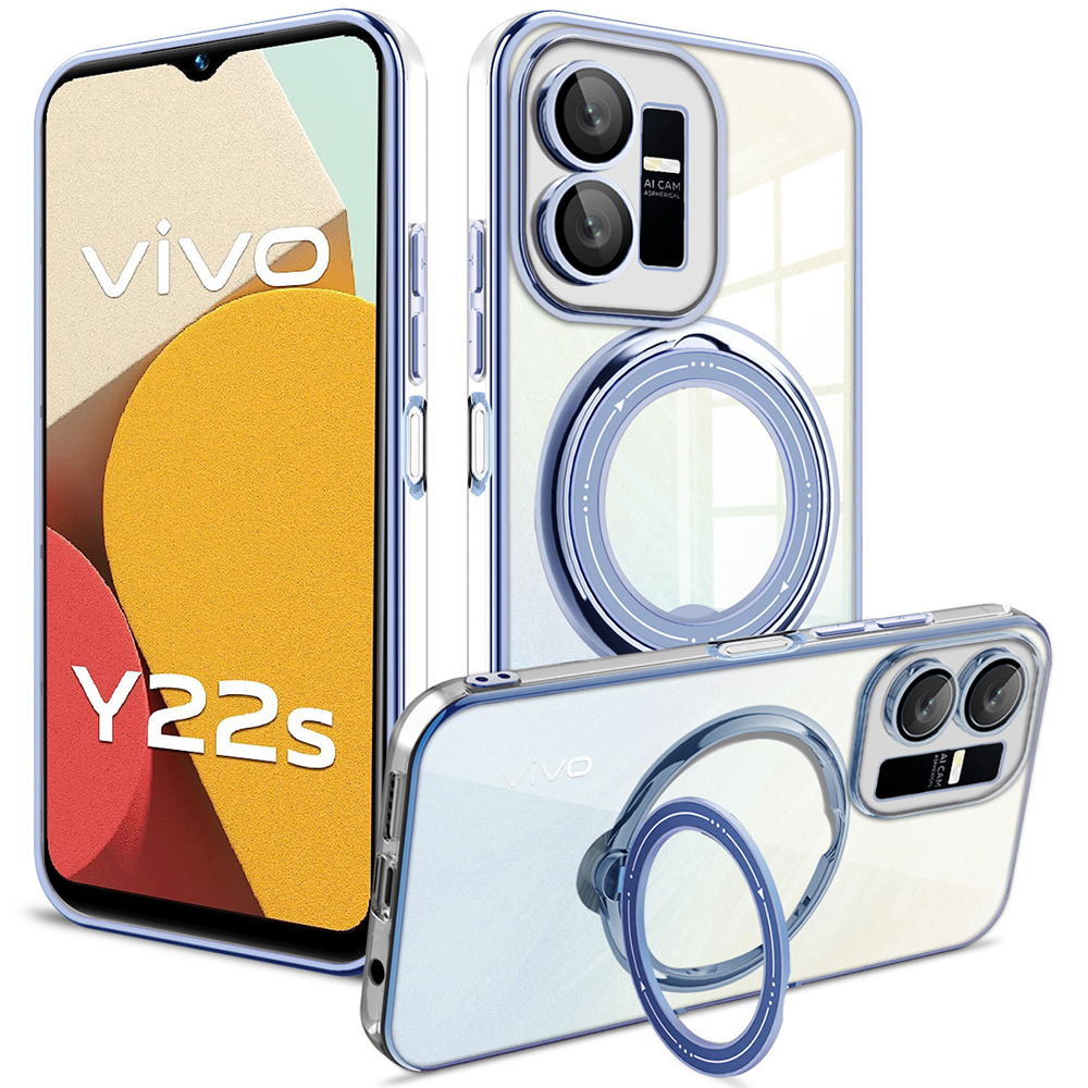 

Für Vivo Y22s 4g / Y35 4G (2022) Ringkickstand -telefonhülle Drop Proof PC+TPU -abdeckung Kompatibel Mit Magsafe - Blau, vivo Y22s 4G
