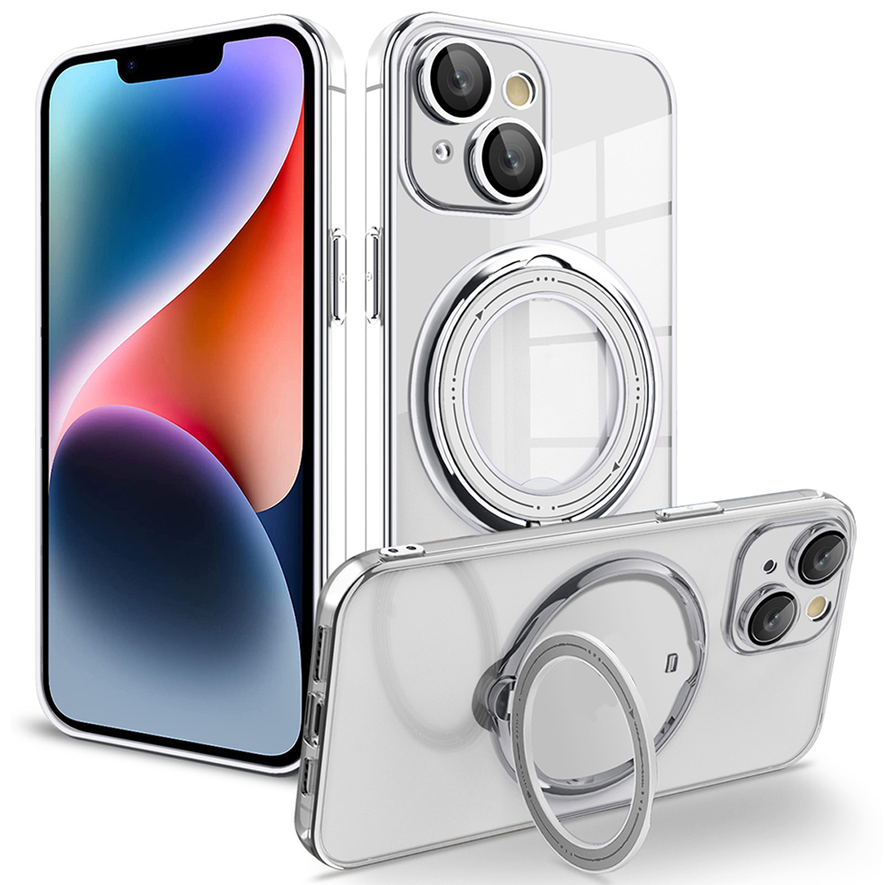

Telefonhülle Für Iphone 14 Plus, PC+TPU -rotationskickständer Cover Kompatibel Mit Magsafe - Silber, iPhone 14 Plus