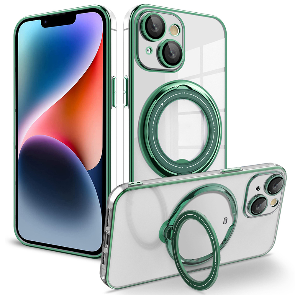 

Telefonhülle Für Iphone 14 Plus, PC+TPU -rotationskickständer Cover Kompatibel Mit Magsafe - Grün, iPhone 14 Plus