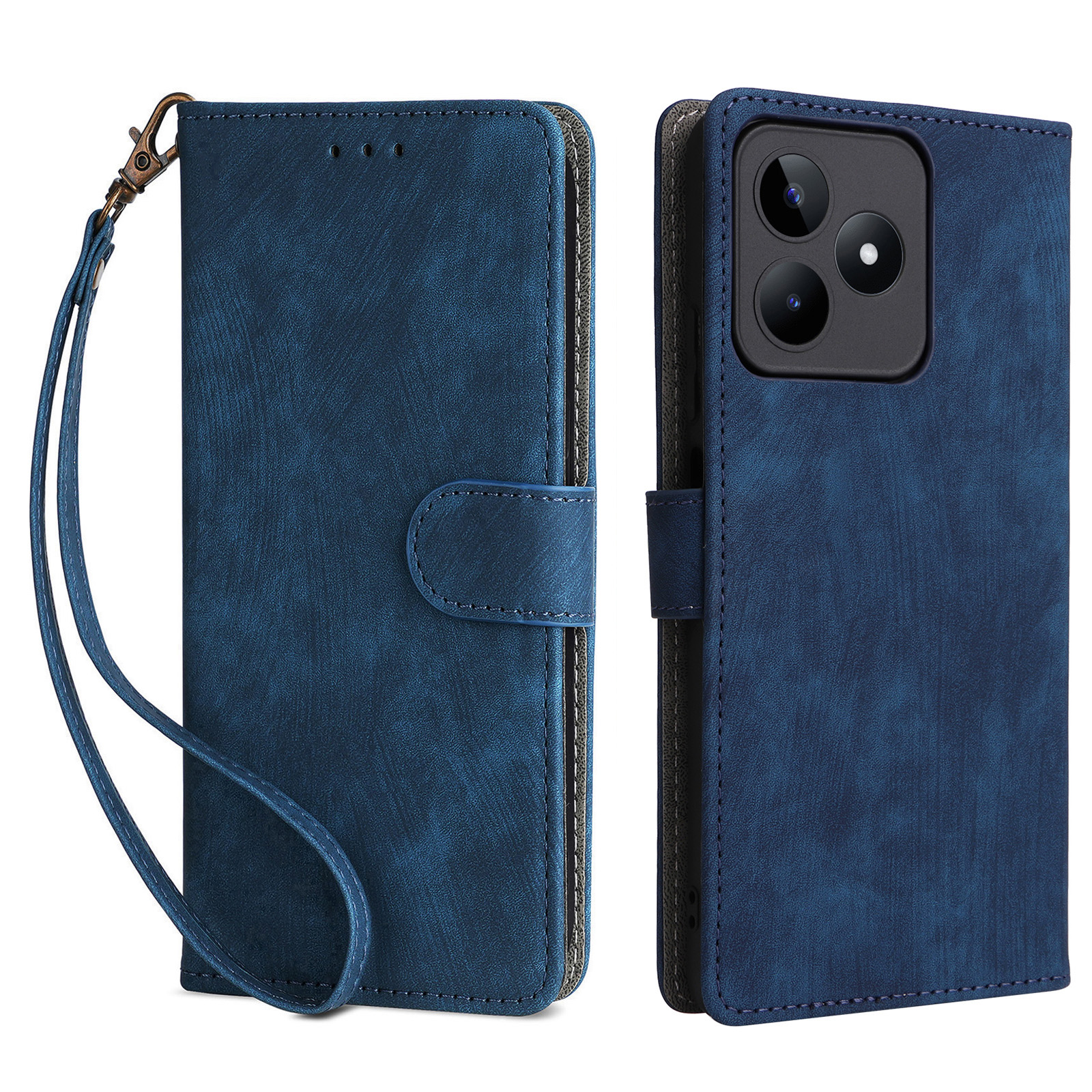 

Für Realme C53 4g / Narzo N53 4G RFID Blocking Wallet Telefonabdeckung Anti-drogen-lederstand Hülle - Blau, Realme C53 (Global)