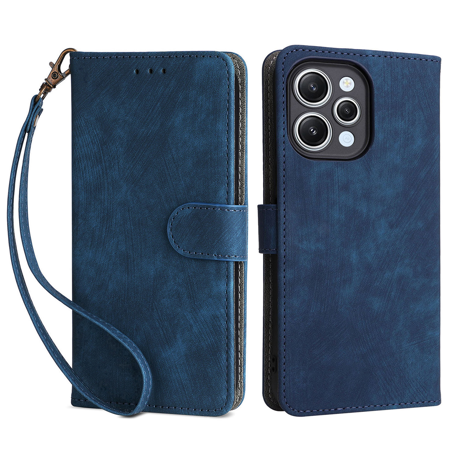 

Für Xiaomi Redmi 12 4G RFID Blocking Wallet Stand Cover Anti-drogen-leder-telefonhülle - Blau, Xiaomi Redmi 12 4G