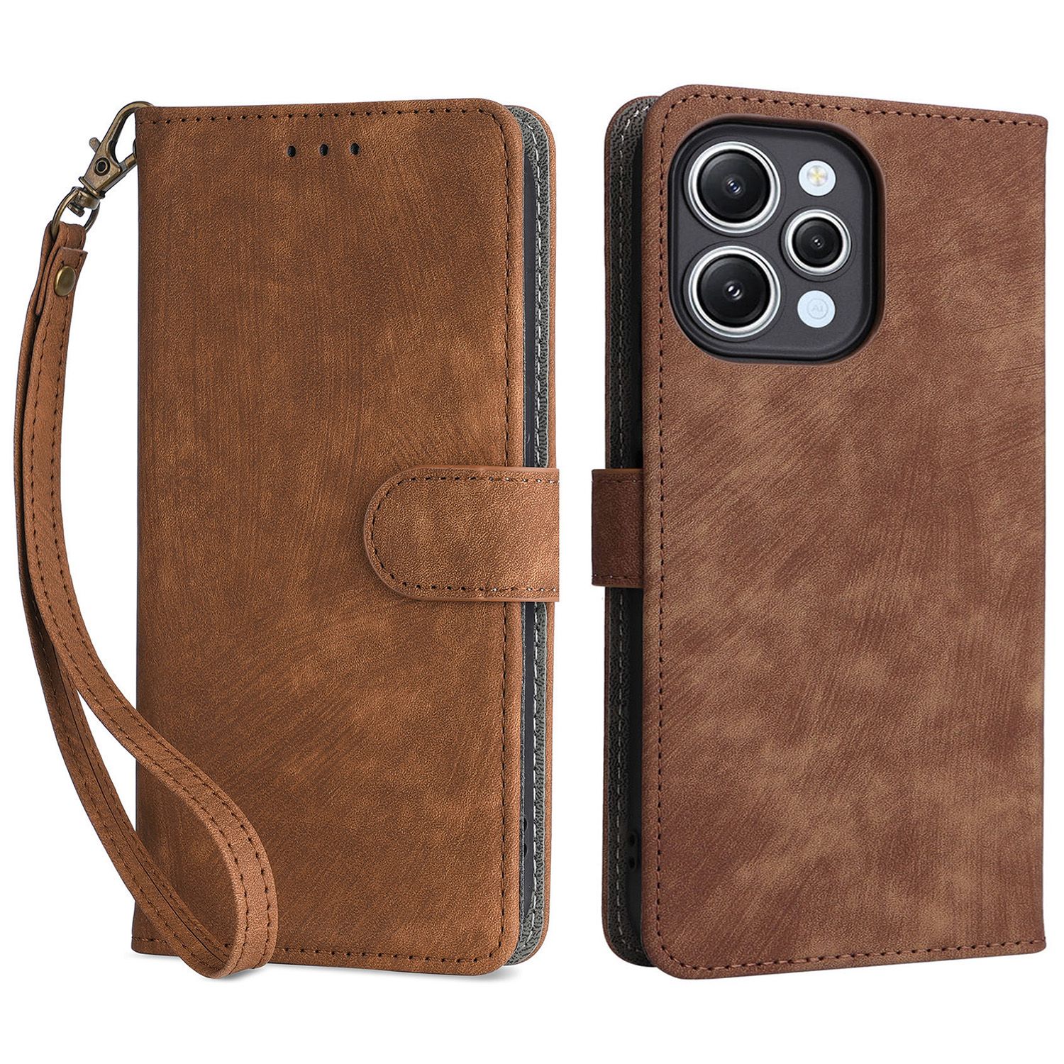 

Für Xiaomi Redmi 12 4G RFID Blocking Wallet Stand Cover Anti-drogen-leder-telefonhülle - Braun, Xiaomi Redmi 12 4G