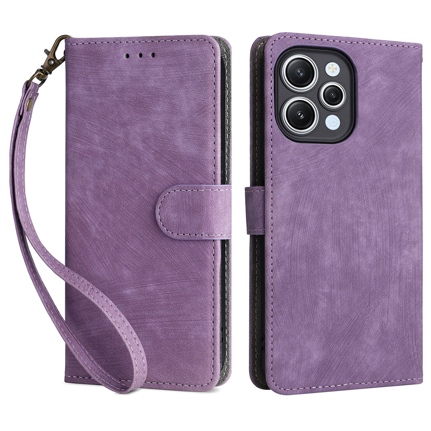 

Für Xiaomi Redmi 12 4G RFID Blocking Wallet Stand Cover Anti-drogen-leder-telefonhülle - Lila, Xiaomi Redmi 12 4G