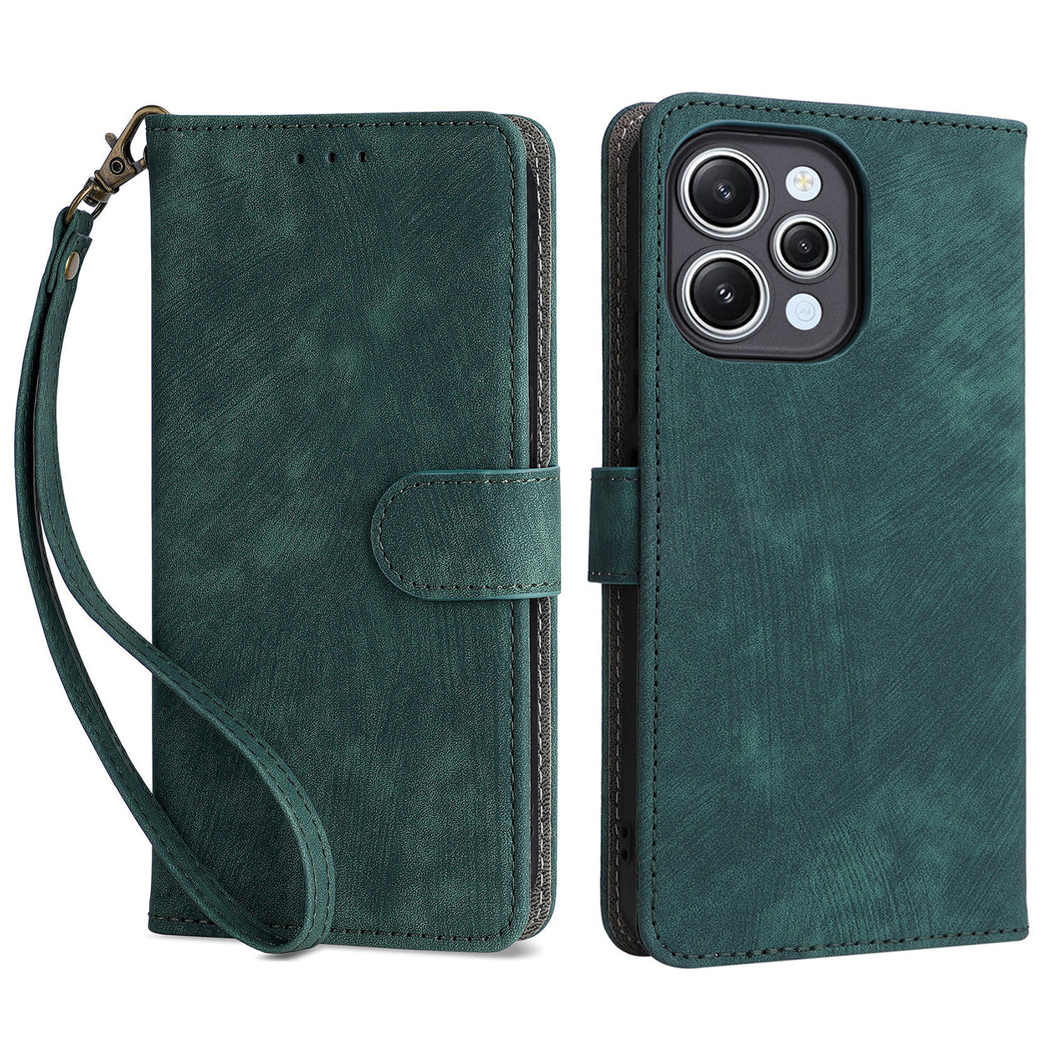 

Für Xiaomi Redmi 12 4G RFID Blocking Wallet Stand Cover Anti-drogen-leder-telefonhülle - Grün, Xiaomi Redmi 12 4G