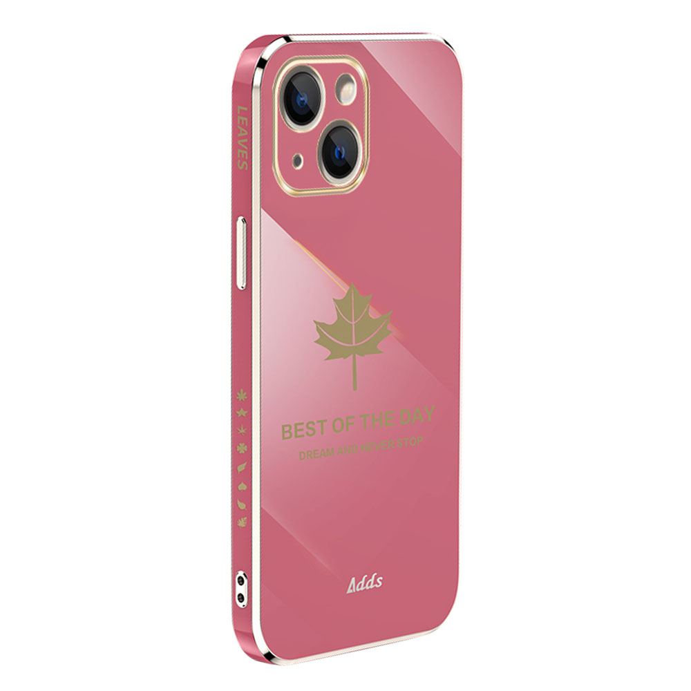 

Für Das Iphone 14 Plus Gerade Kanten-tpu-anti-drogenabdeckung Maple Leaf 6D Elektroplatten Telefonhülle - Camellia Rot, iPhone 14 Plus