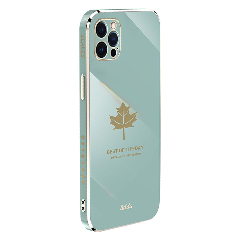 

Anti-drop-telefonhülle Für Iphone 12 Pro Max. Max 6,7 Zoll Elektropliertes Ahornblatt Gerade Kante Tpu-abdeckung - Grün, iPhone 12 Pro Max