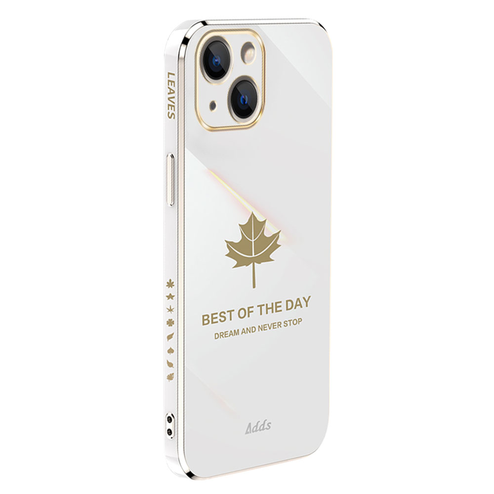 

6d Elektroplattenabdeckung Für Iphone 14 Maple -blattmuster Gerade Kanten -tpu -telefonabdeckung - Weiss, iPhone 14