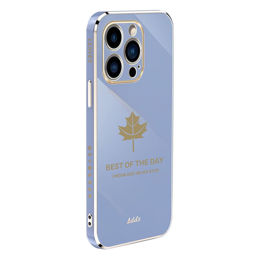 

Elektroplattierte Hülle Von Ahornblatt Für Iphone 14 Pro Max Gerade Glänzende TPU -telefonabdeckung - Grau Blau, iPhone 14 Pro Max