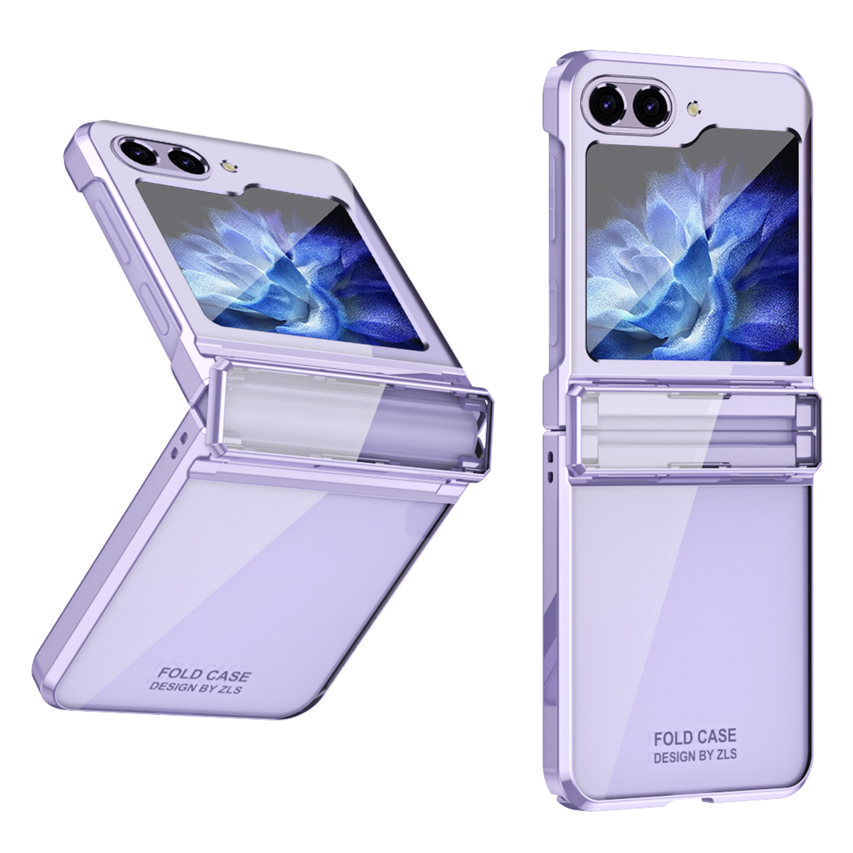 

Für Samsung Galaxy Z Flip5 5G Schockfeste Pc-abdeckung Elektroplierendes Telefonschutzgehäuse Eingebautes Glasfilm - Lila, Galaxy Z Flip5 5G