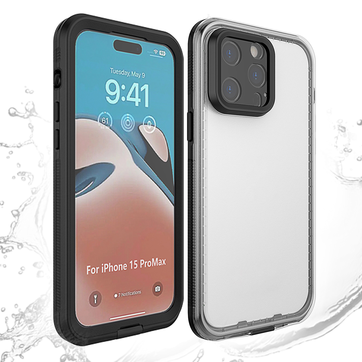 

Für Das Iphone 15 Pro Max Max IP68 Wasserdicht - Schwarz / Transparent Zurück, iPhone 15 Pro Max