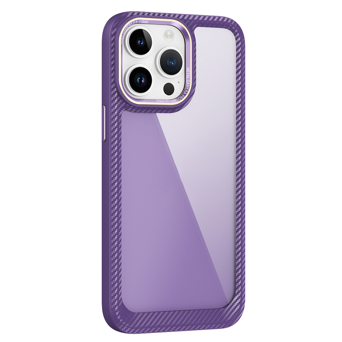 

PC+TPU -hülle Für Iphone 13 Pro, Kohlefaser -texturkante Transparente Telefonkoffer Mit Linsenring - Dunkelviolett, iPhone 13 Pro