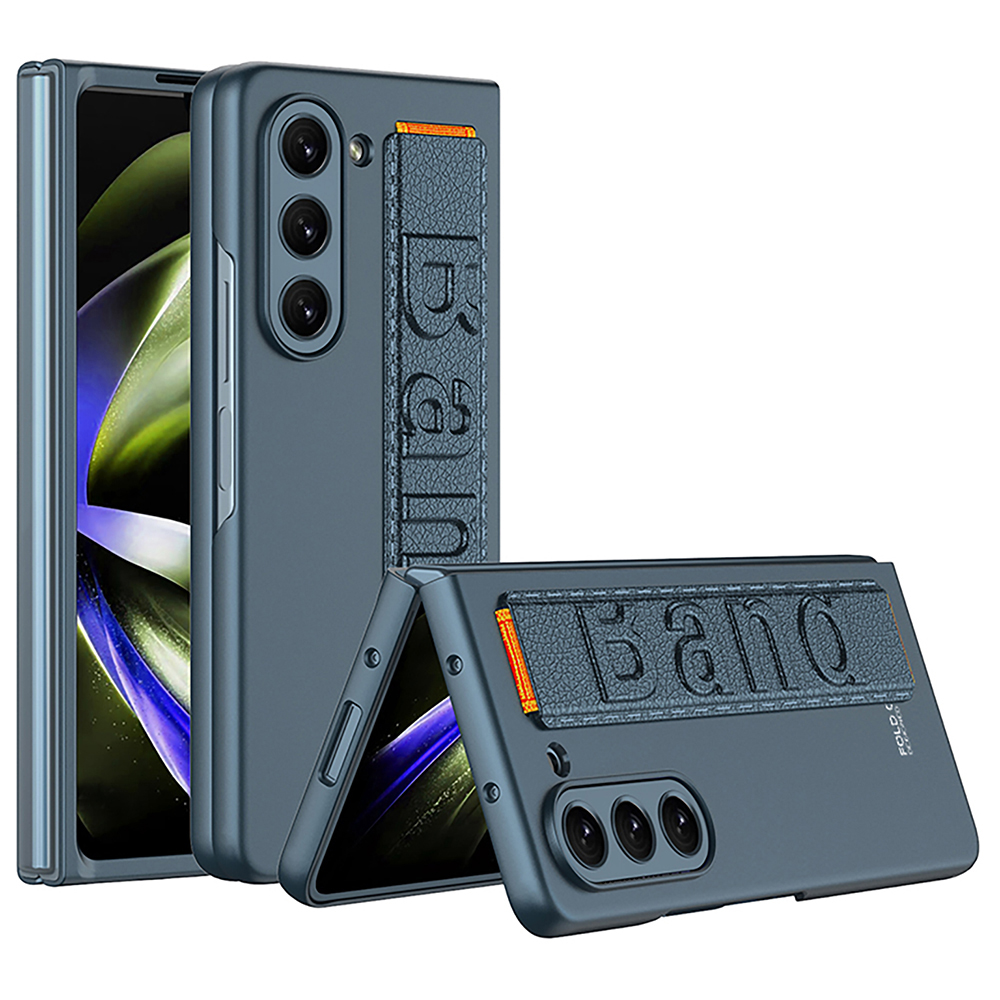 

GKK Für Samsung Galaxy Z Fold5 5G Ultra-dünn Telefonhülle PU Leder+pc Armband Rückzug - Mitternacht Grün, Galaxy Z Fold5 5G