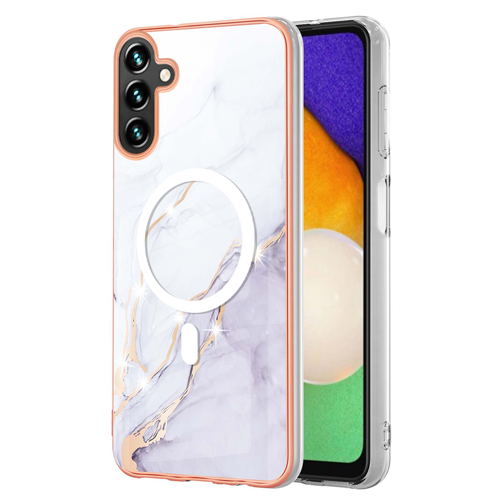 

YB IMD Series-19 Für Samsung Galaxy A34 5G 2,0 mm Tpu-elektroplattenabdeckung Magnetisches Imd-muster Telefonfall - Weiss, Galaxy A34 5G
