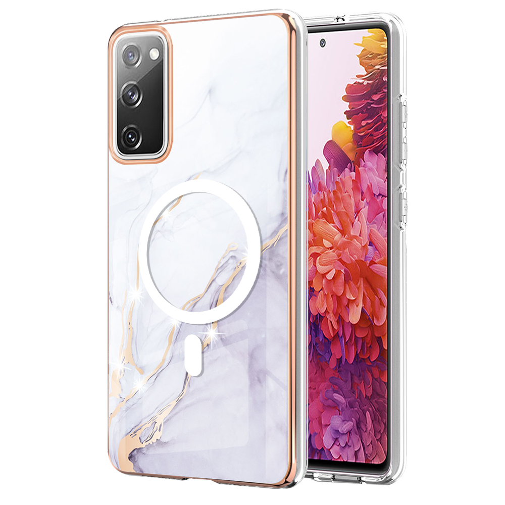 

YB IMD Series-19 Für Samsung Galaxy S20 fe 4g / S20 fe 5g / S20 Lite / S20 fe 2022 Magnetic IMD Case 2,0 mm TPU -telefonabdeckung - Weiss, Galaxy S20 FE