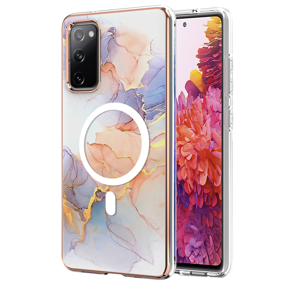 

YB IMD Series-19 Für Samsung Galaxy S20 fe 4g / S20 fe 5g / S20 Lite / S20 fe 2022 Magnetic IMD Case 2,0 mm TPU -telefonabdeckung - Marmor Weiß, Galaxy S20 FE