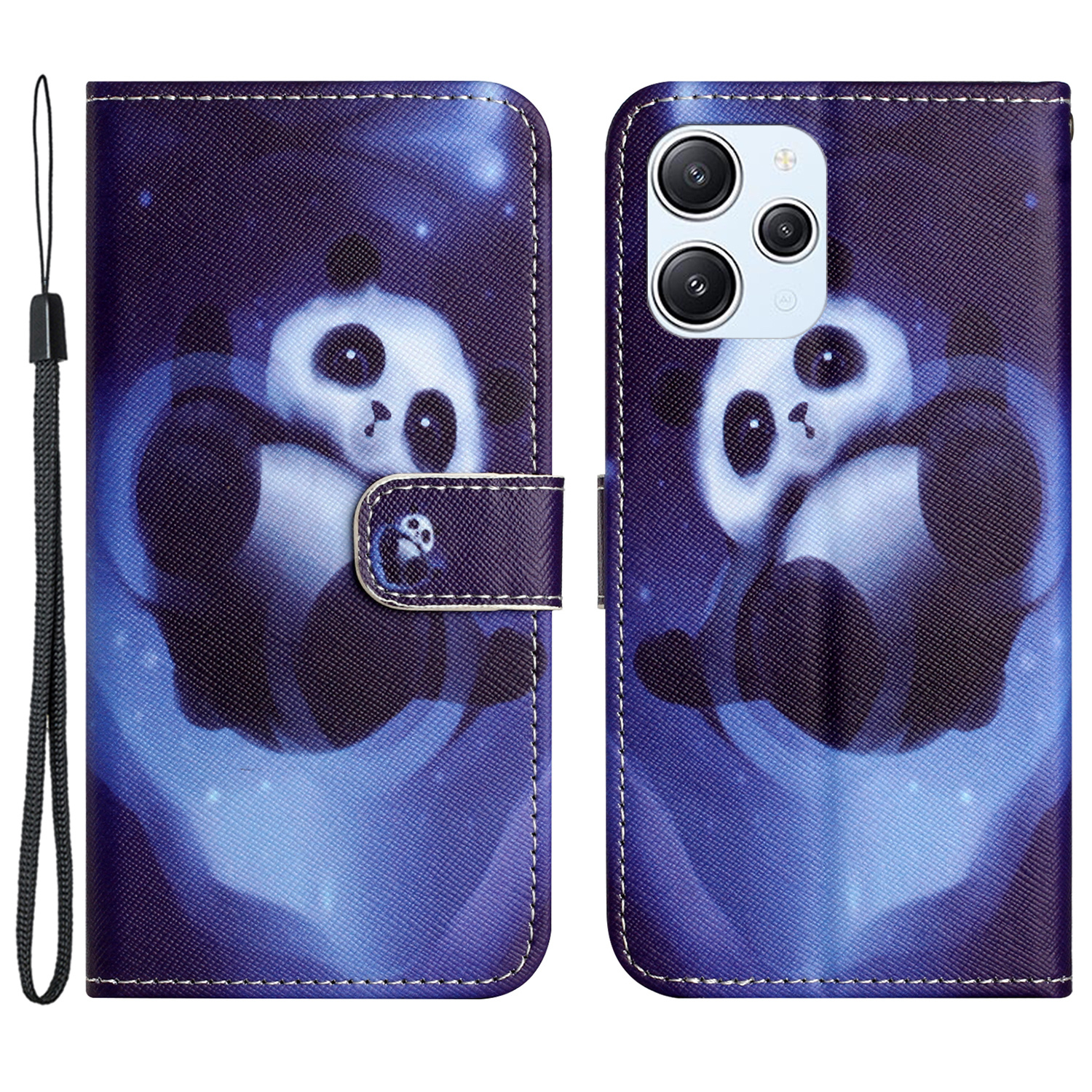

Für Xiaomi Redmi 12 4G PU Leder Brieftaschen -hülle Muster Druckklappständer Telefonabdeckung - Panda, Xiaomi Redmi 12 4G