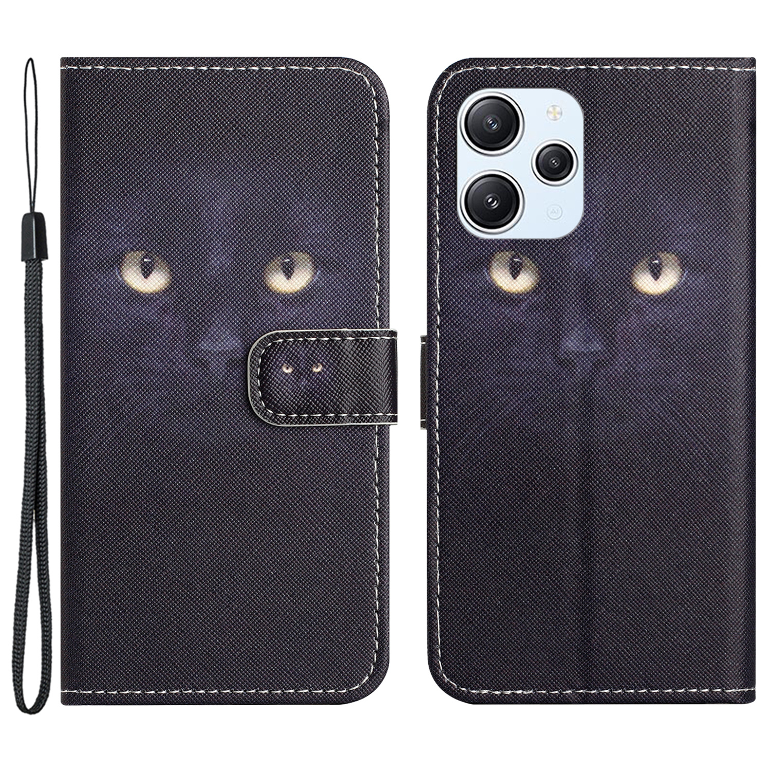 

Für Xiaomi Redmi 12 4G PU Leder Brieftaschen -hülle Muster Druckklappständer Telefonabdeckung - Katzenauge, Xiaomi Redmi 12 4G