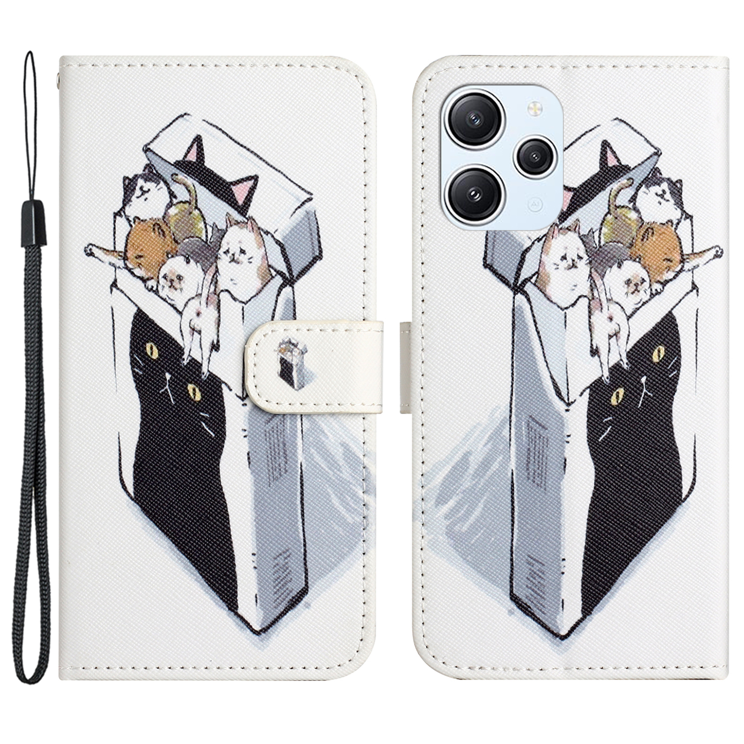 

Für Xiaomi Redmi 12 4G PU Leder Brieftaschen -hülle Muster Druckklappständer Telefonabdeckung - Katzen, Xiaomi Redmi 12 4G