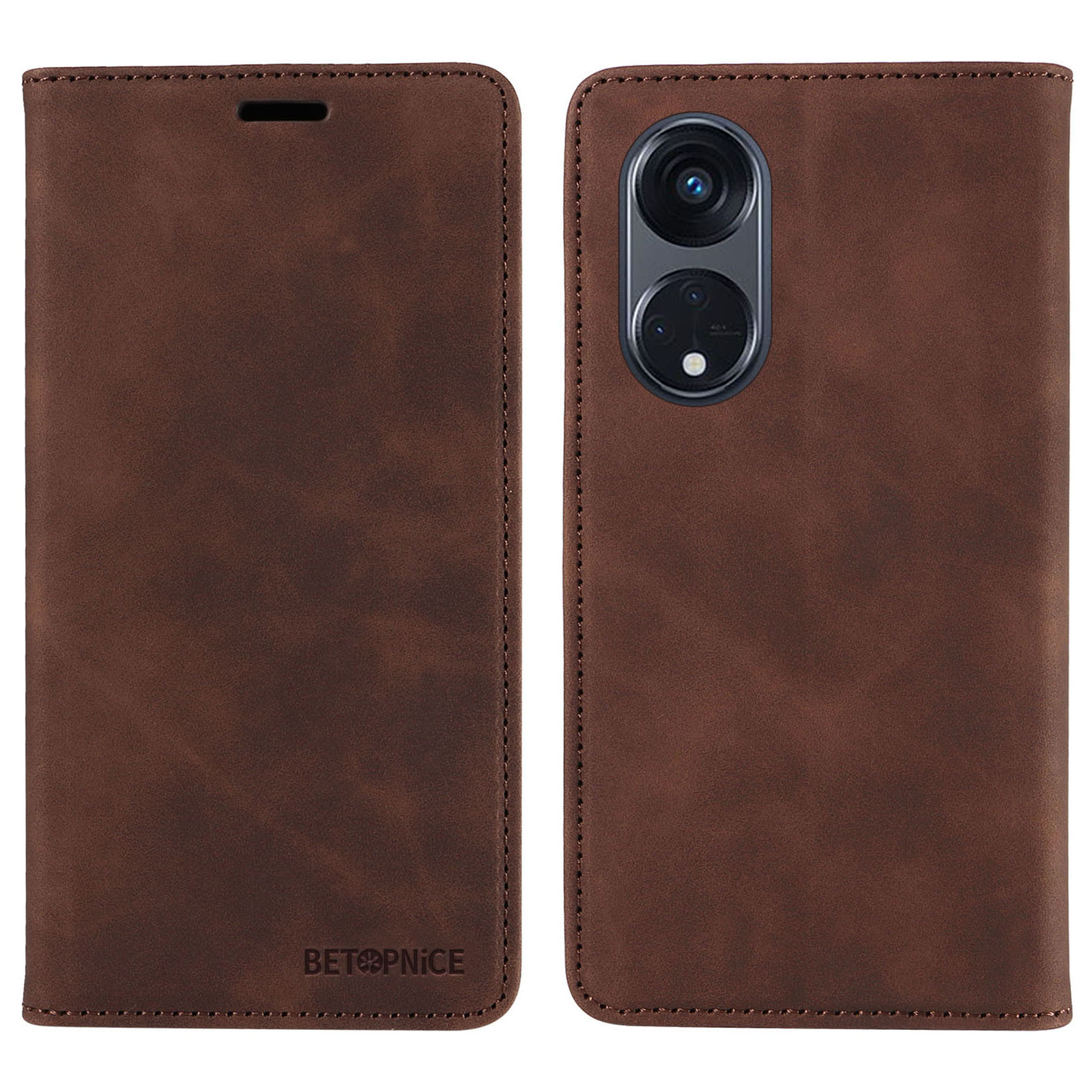 

Betopnice 003 Für Oppo Reno8 T 5G / A1 Pro 5G Bump Proof Leder Telefon Hülle RFID Blocking Wallet Stand Cover - Braun, Oppo Reno8 T 5G