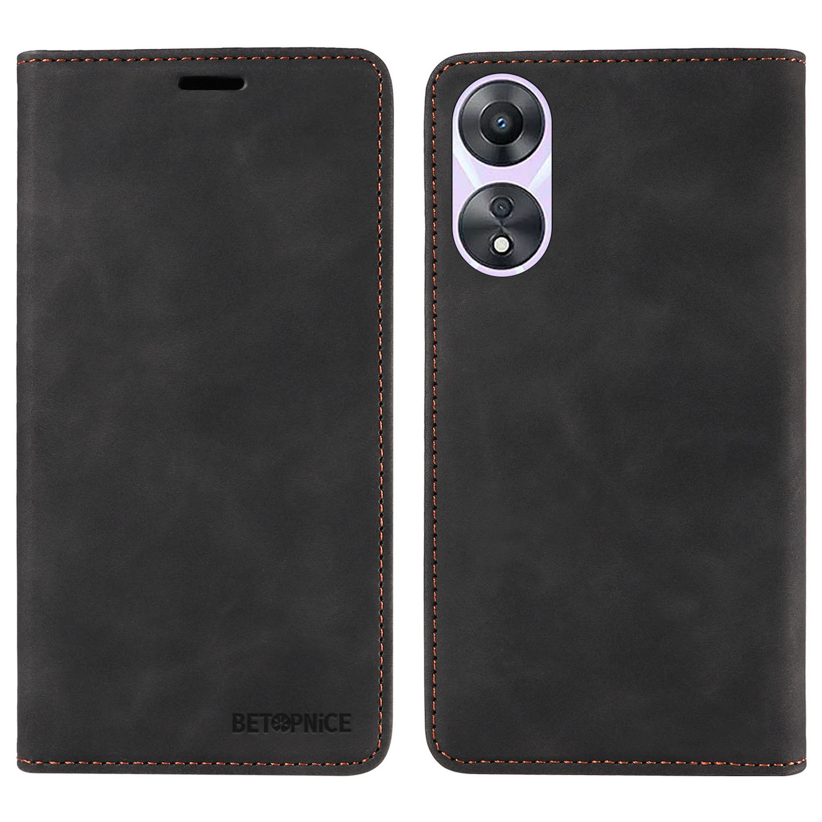 

Betopnice 003 Wallet Shell Für Oppo A58 5G / A78 5G Leder Telefonhülle RFID -blockierungsständer Cover - Schwarz, Oppo A58 5G