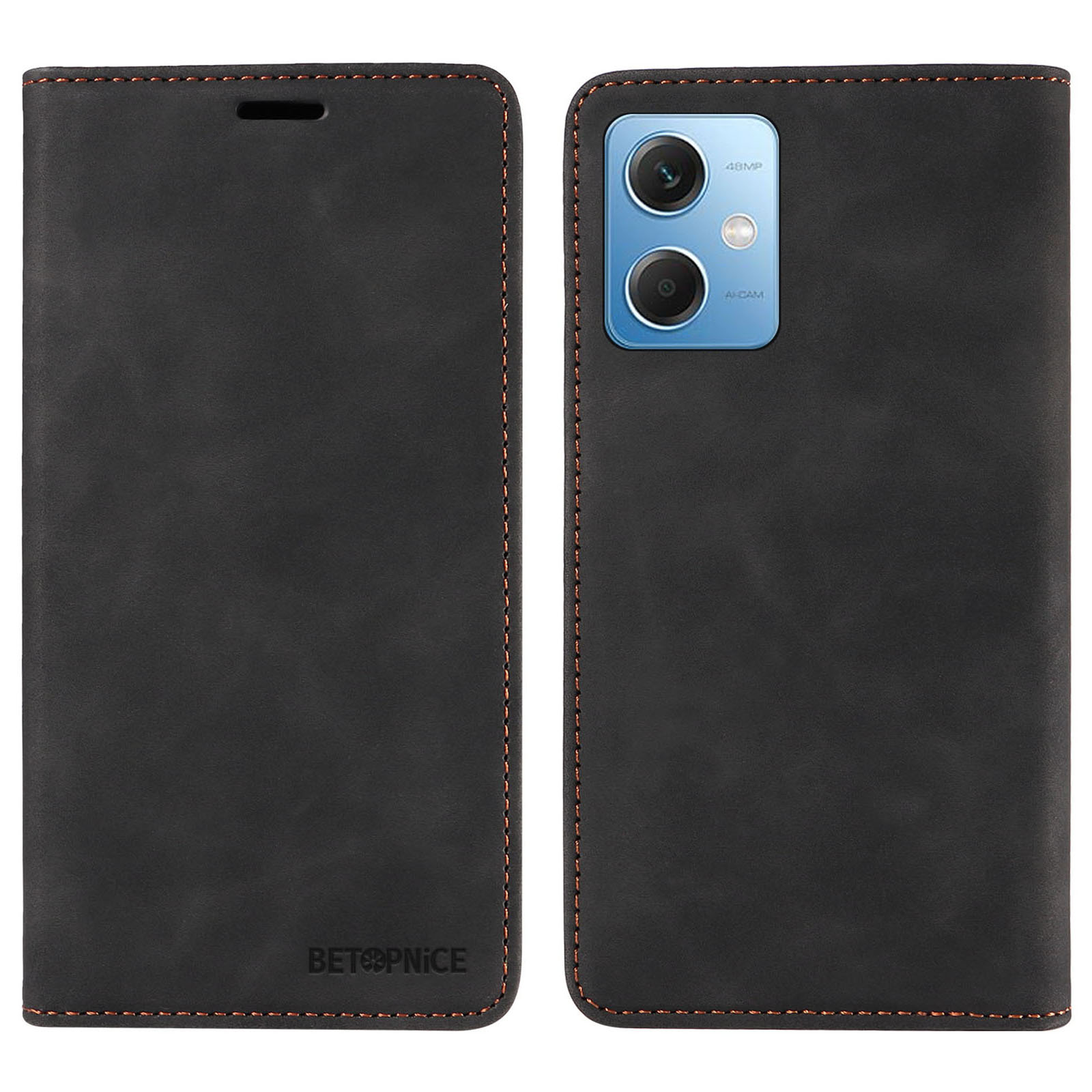 

Betopnice 003 Für Xiaomi Redmi Anmerkung 12 5G (China) /(indien) /(global) / Poco X5 5G RFID Blockierende Leder -handy -hülle Lederhülle - Schwarz, Xiaomi Redmi Note 12 5G (China)