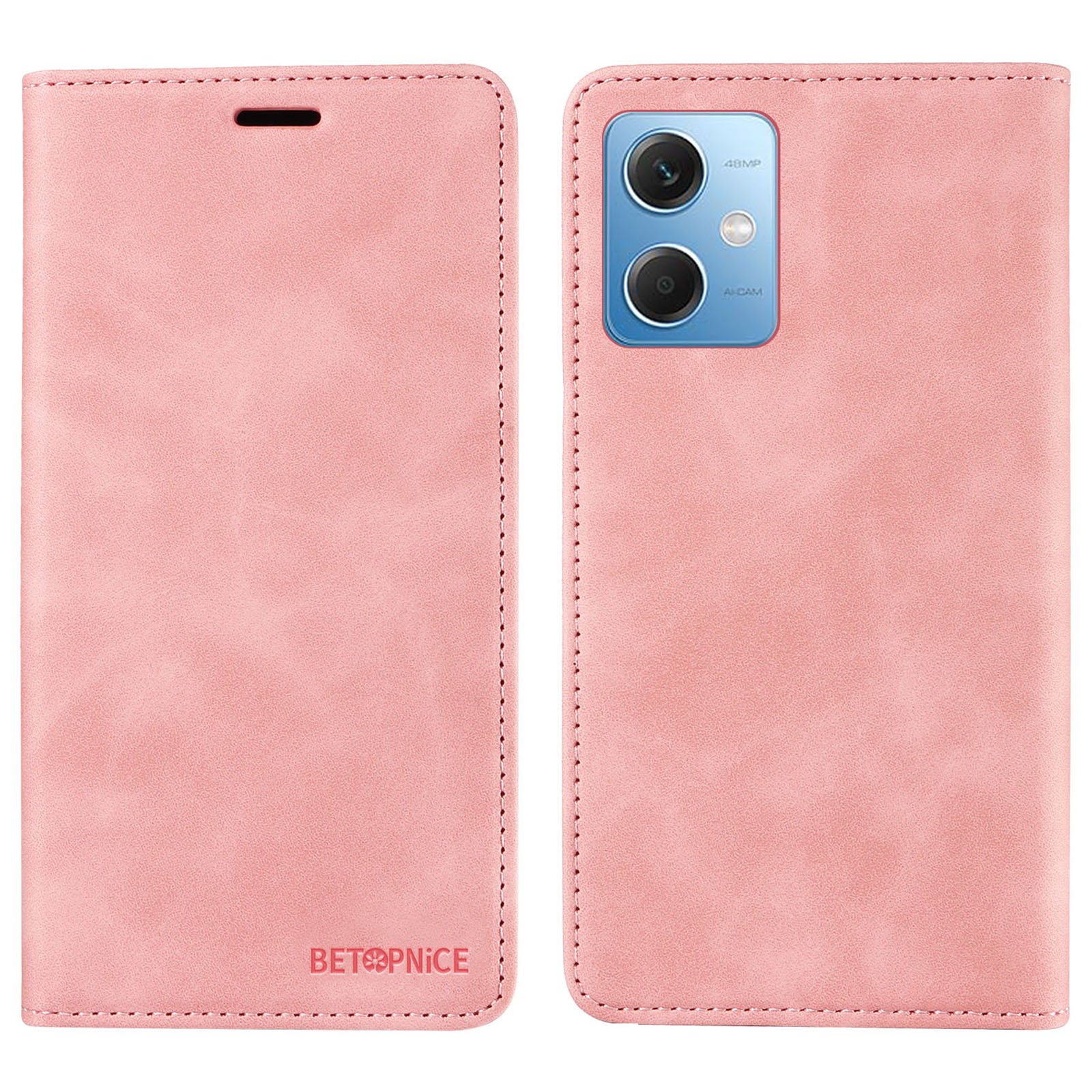 

Betopnice 003 Für Xiaomi Redmi Anmerkung 12 5G (China) /(indien) /(global) / Poco X5 5G RFID Blockierende Leder -handy -hülle Lederhülle - Rosa, Xiaomi Redmi Note 12 5G (China)